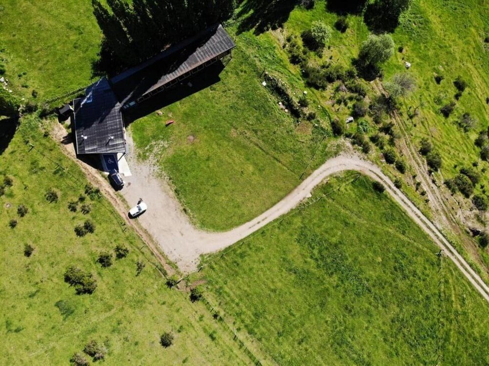 Aerial view of the lodge and surroundings near Coyhaique