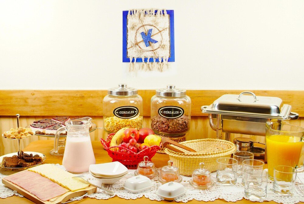 Breakfast buffet laid out in the dining room