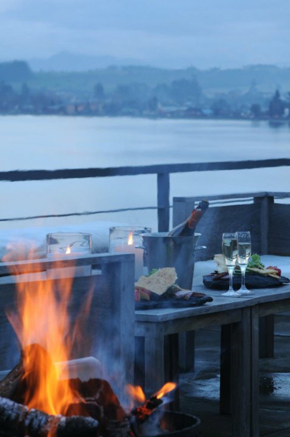 Terrace and patio area at the lakeside hotel