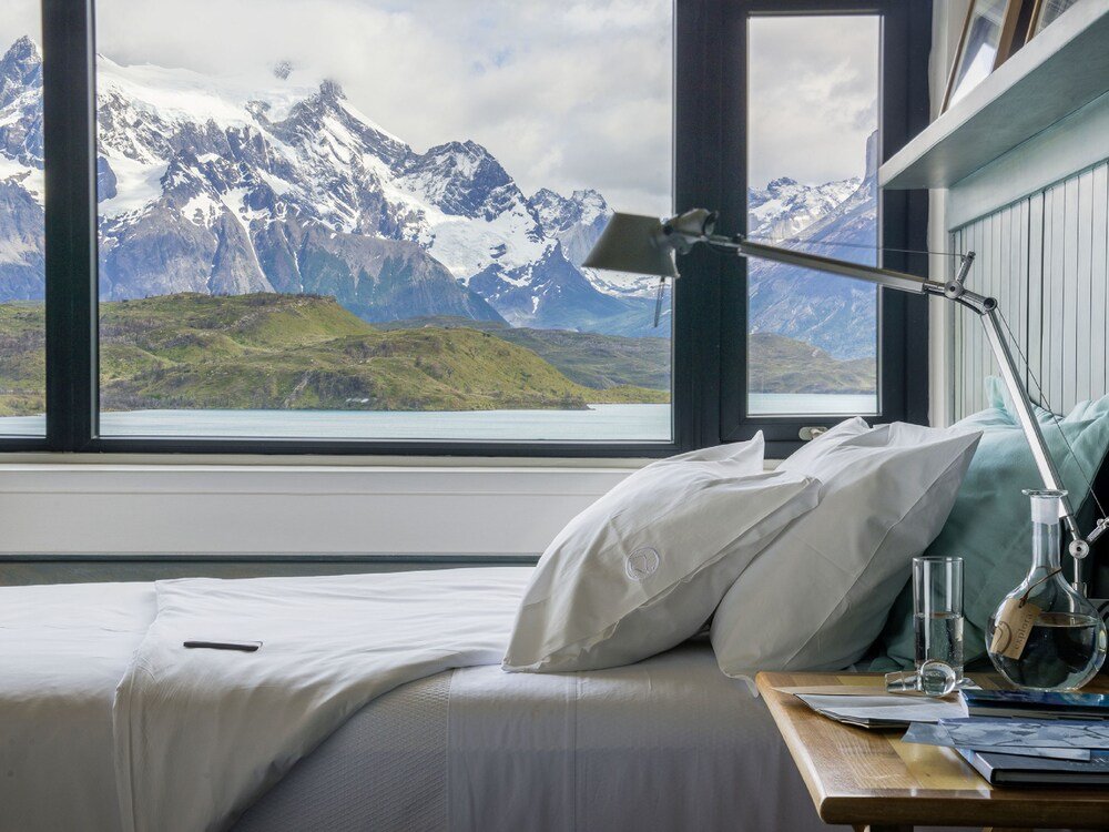 Bedroom with a bed and pillows