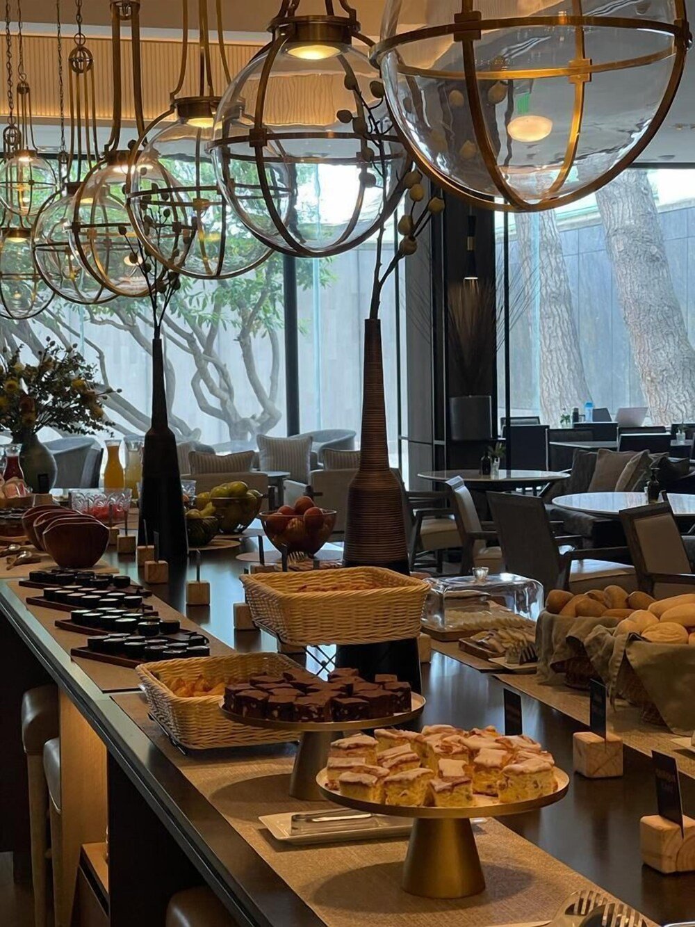 Buffet setup with various dishes at Hotel Cabo de Hornos