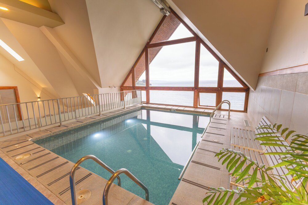 Indoor swimming pool with a view at the hotel