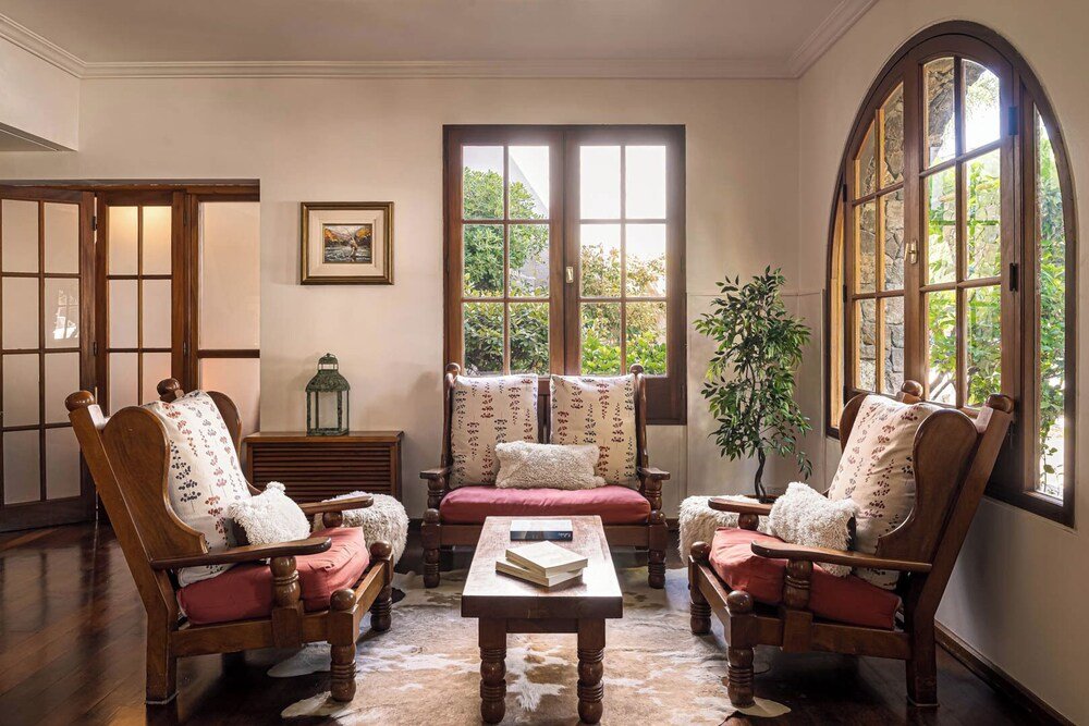 Traditional room with wooden furniture at the hotel