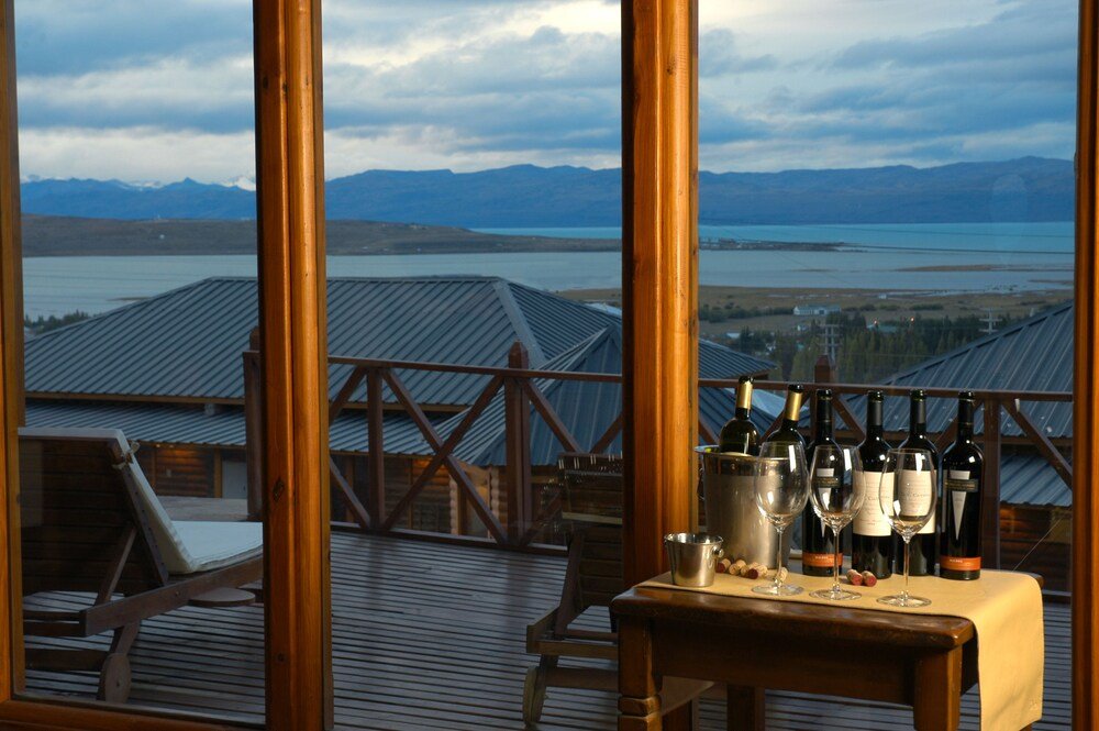 Wooden deck with a table set for wine tasting