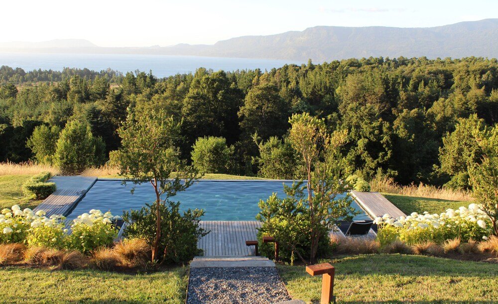 Lake view seen from the grounds of the lodge near Pucón